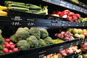 Produce on the shelf at the grocery store