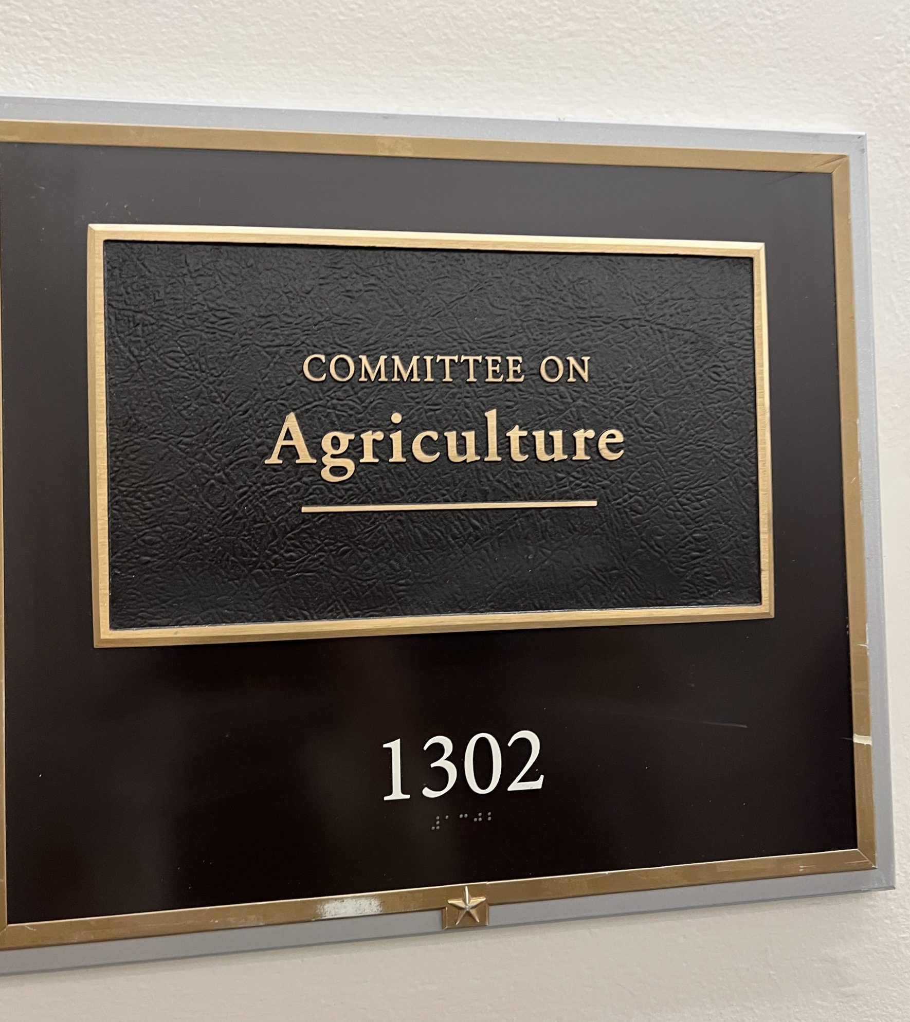 Sign that says Committee on Agriculture