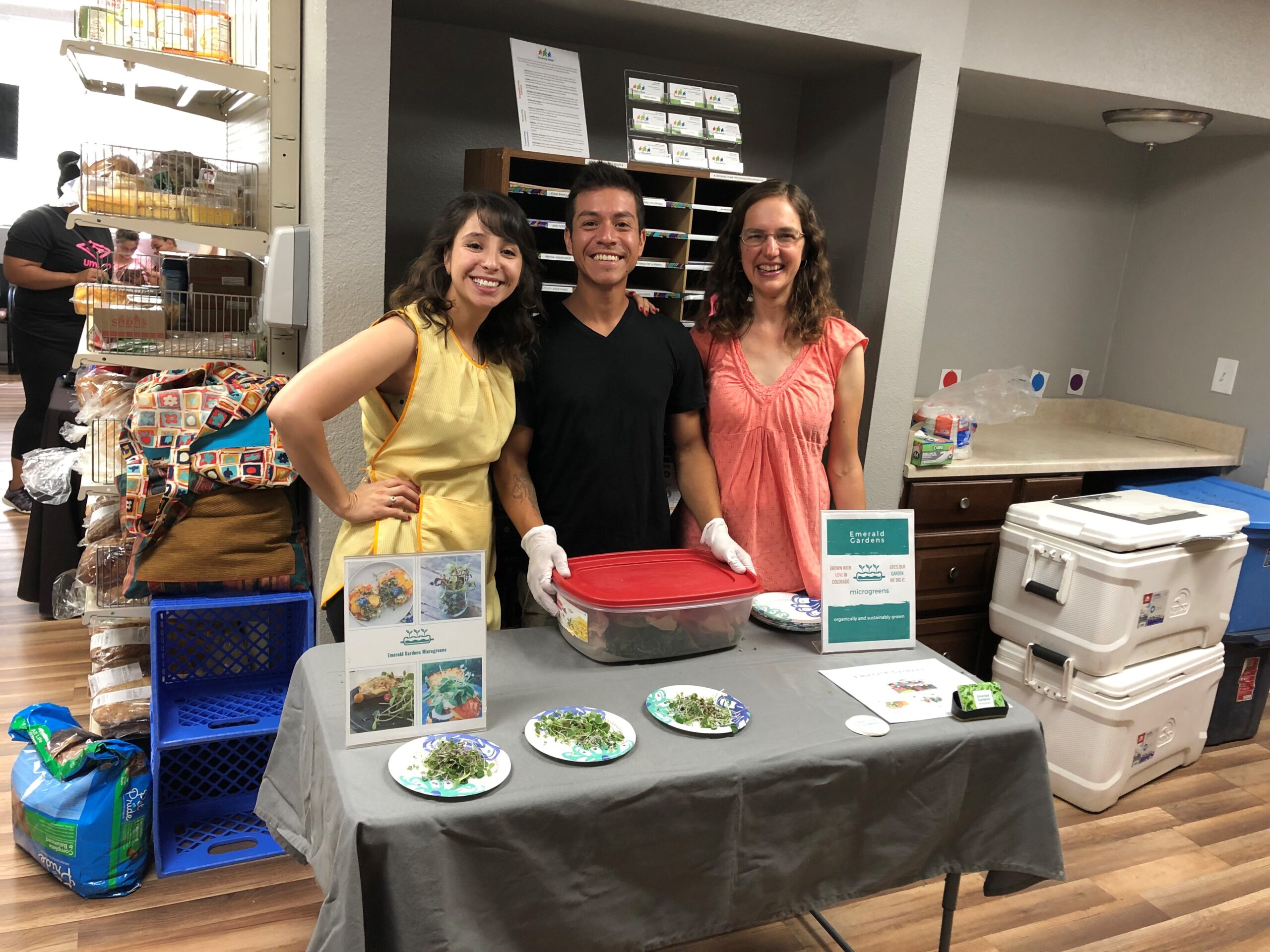 Three people table at Growing Home.